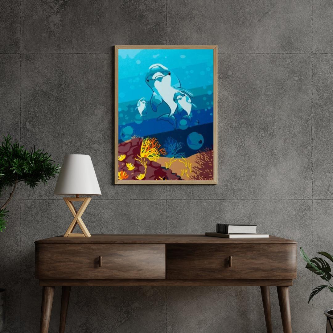 Diamond Painting - Famille de dauphins