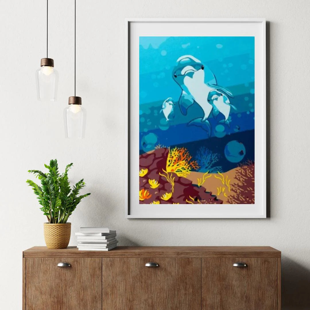 Diamond Painting - Famille de dauphins