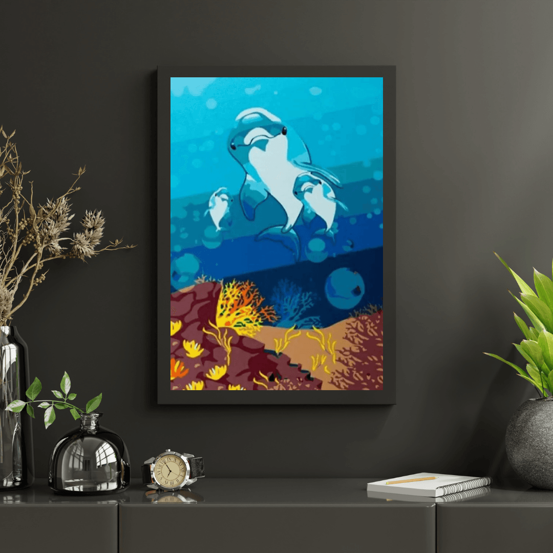 Diamond Painting - Famille de dauphins