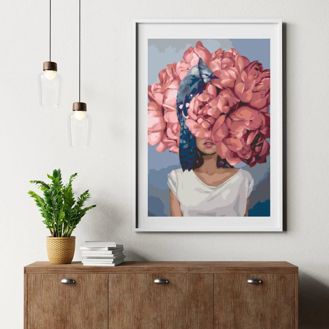 Diamond Painting - Femme cachée dans des pivoines - SEOS Shop ®