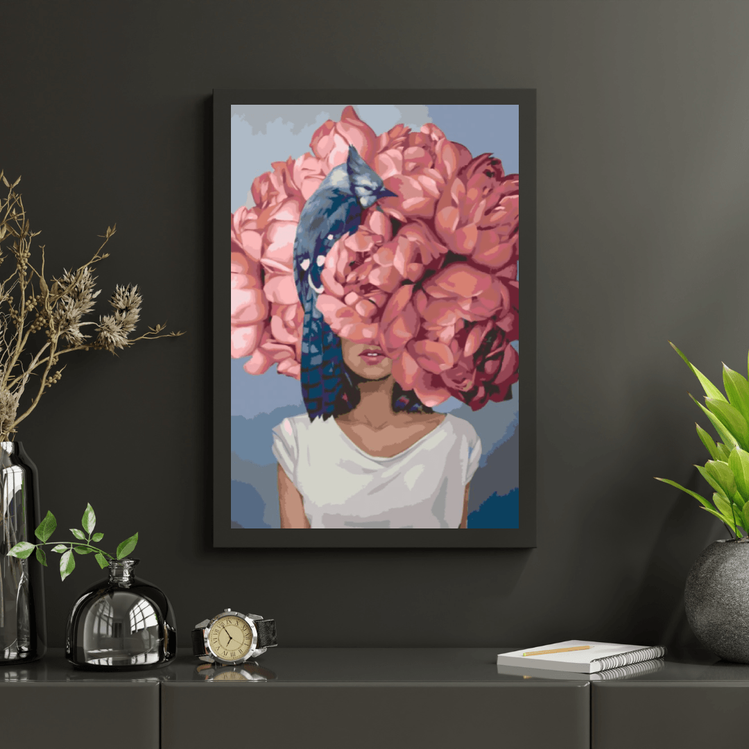 Diamond Painting - Femme cachée dans des pivoines - SEOS Shop ®