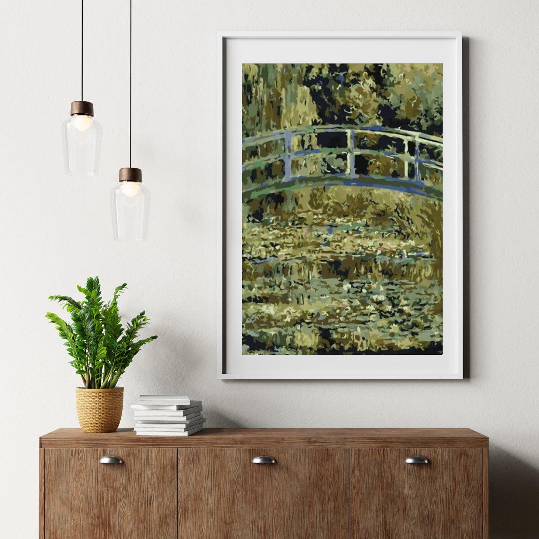 Diamond Painting Pont au-dessus d'un étang avec des nénuphars - SEOS Shop ®