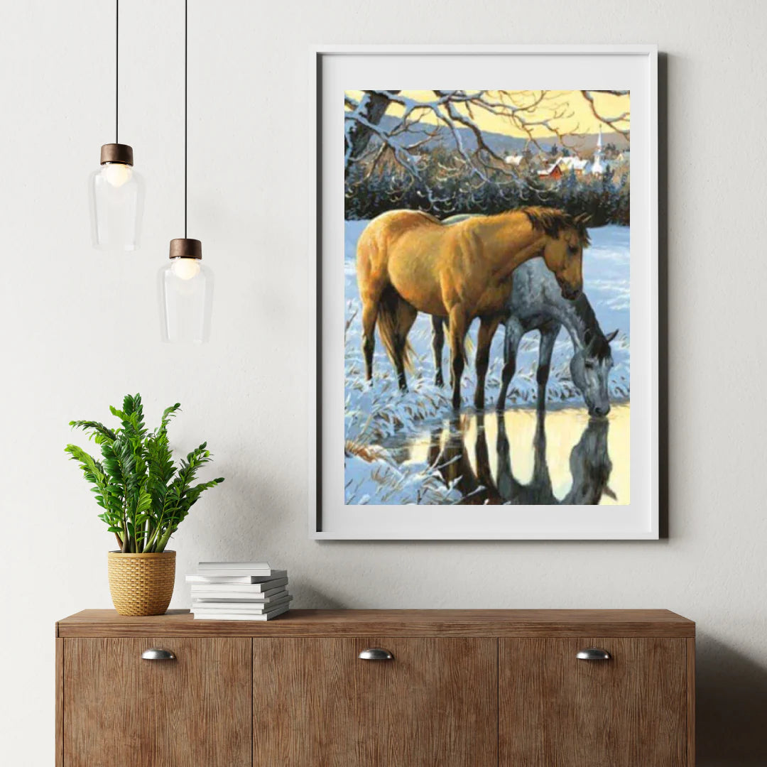 Diamond Painting Chevaux buvant de l'eau - SEOS Shop ®