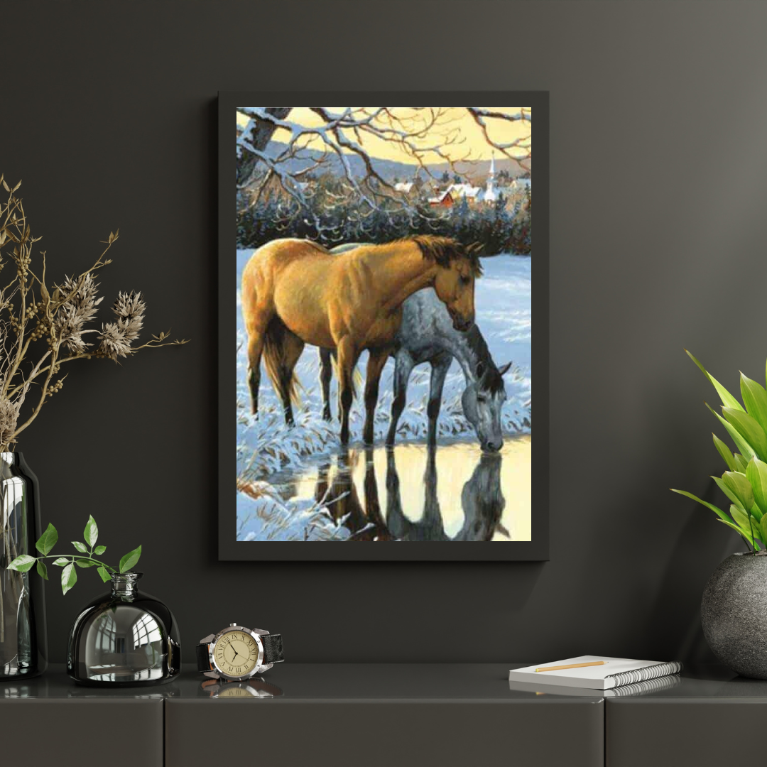Diamond Painting Chevaux buvant de l'eau - SEOS Shop ®