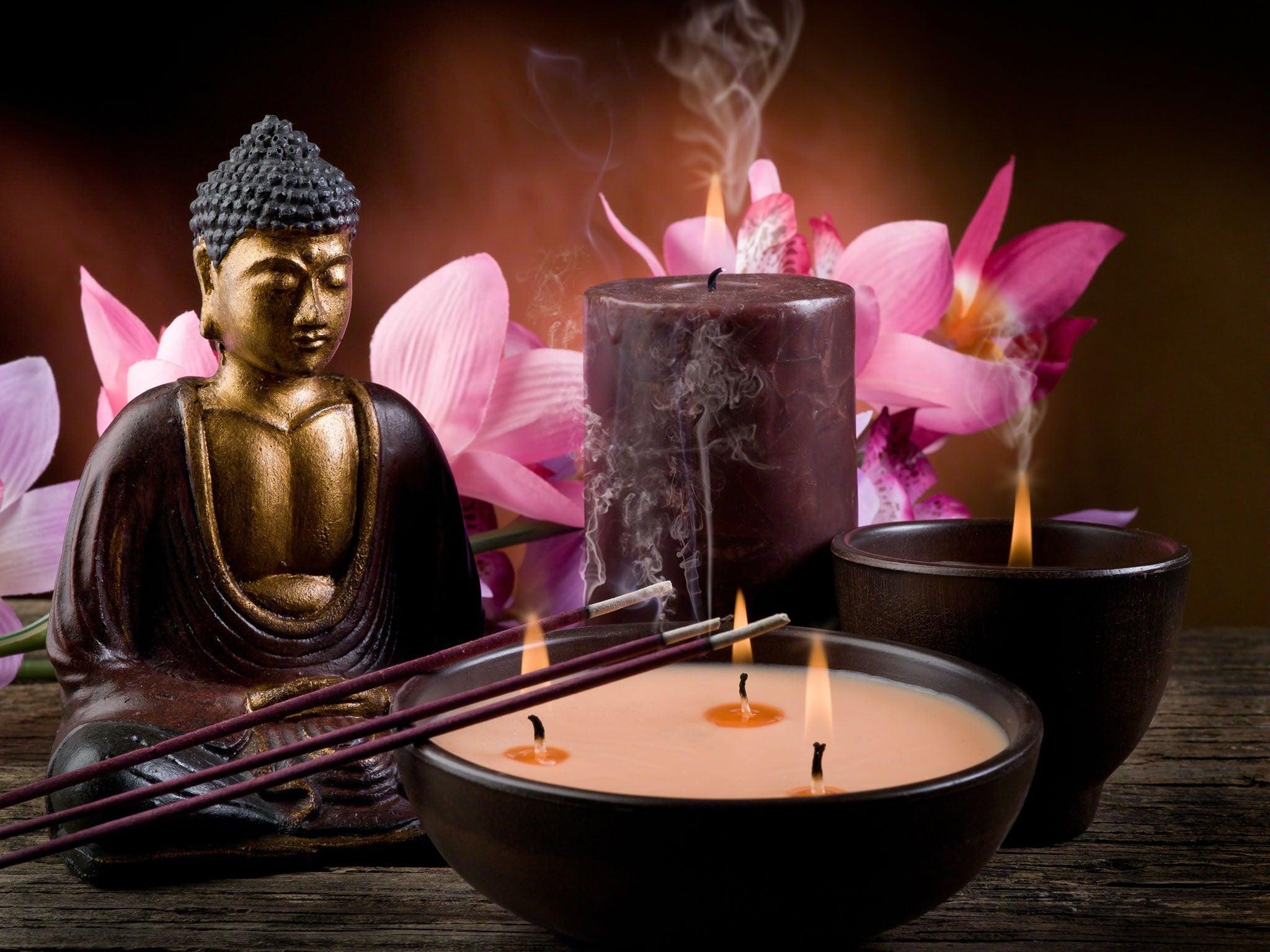 Diamond Painting Bouddha avec des bougies et des fleurs – SEOS Shop ®