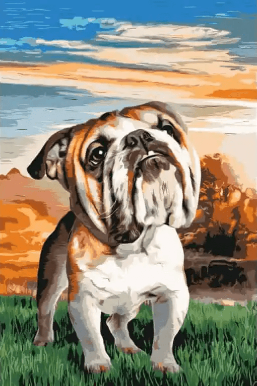 Diamond Painting - Bulldog anglais dans le jardin - SEOS®