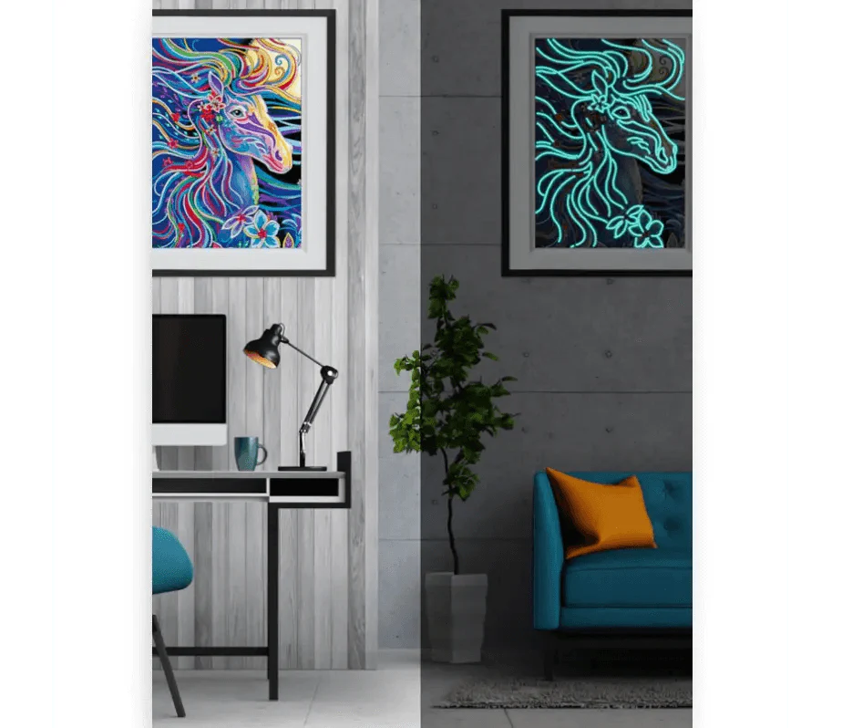 Diamond Painting Brillant dans le Noir - Cheval - SEOS Shop ®