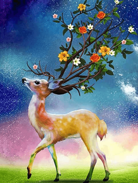 Diamond Painting Cerfs et Fleurs Corne - SEOS Shop ®