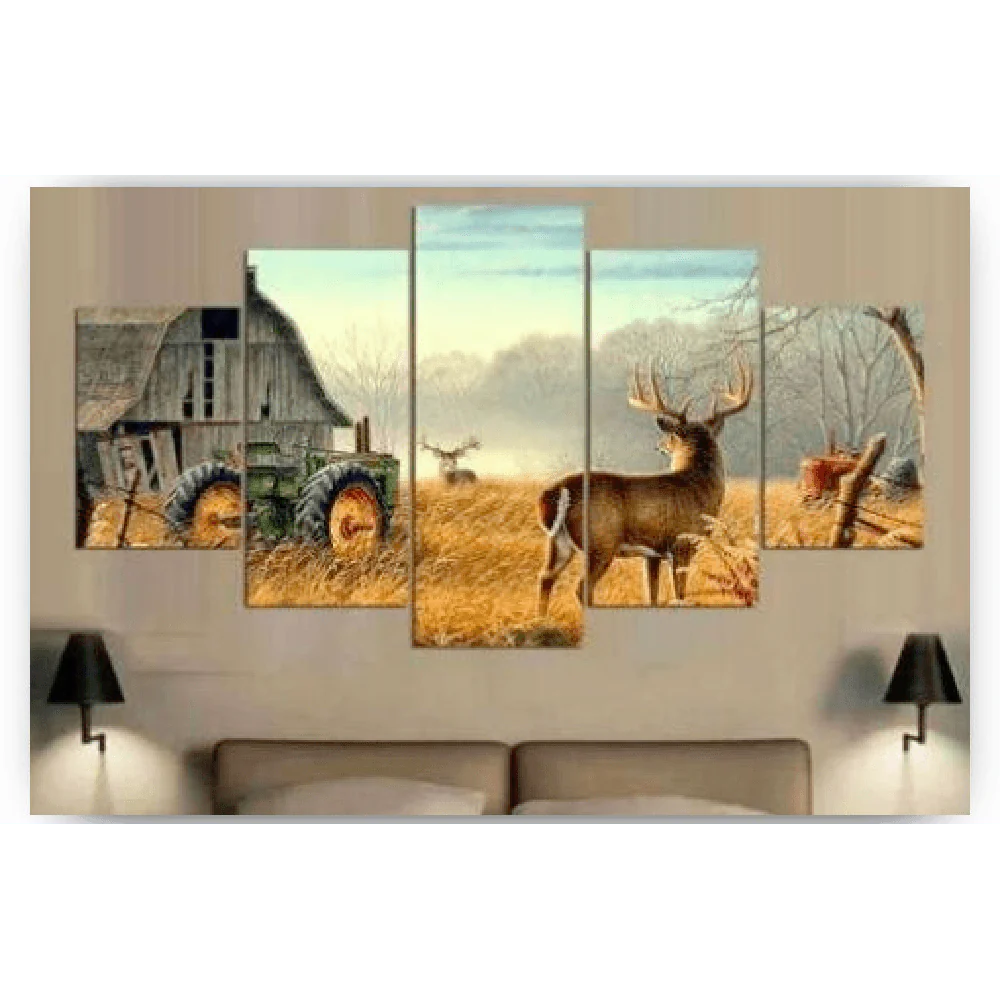 Diamond Painting Cerfs dans le pré 5 panneaux - SEOS Shop ®