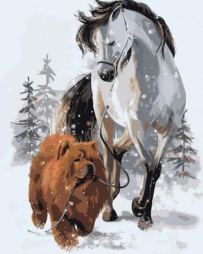 Diamond Painting - Chien avec cheval - SEOS®