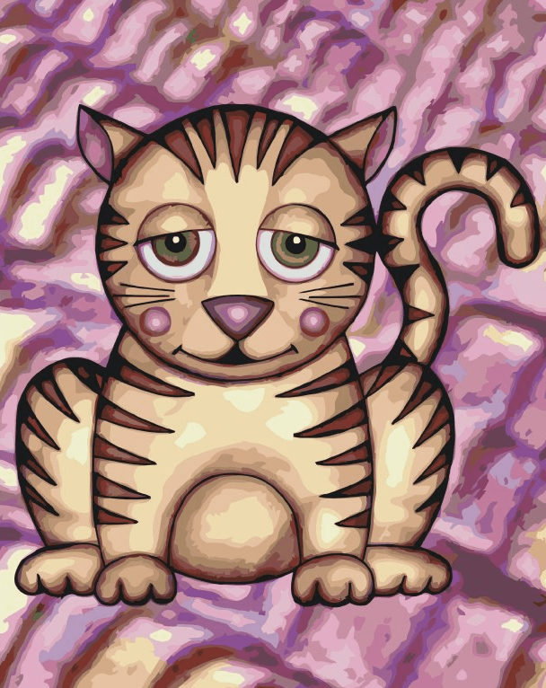 Diamond Painting - Chat avec des joues violettes - SEOS®