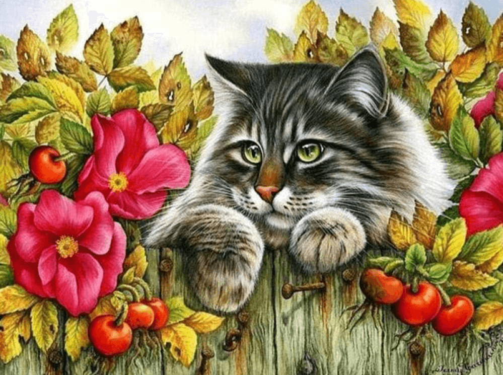 Diamond Painting Chat sur la clôture - SEOS Shop ®