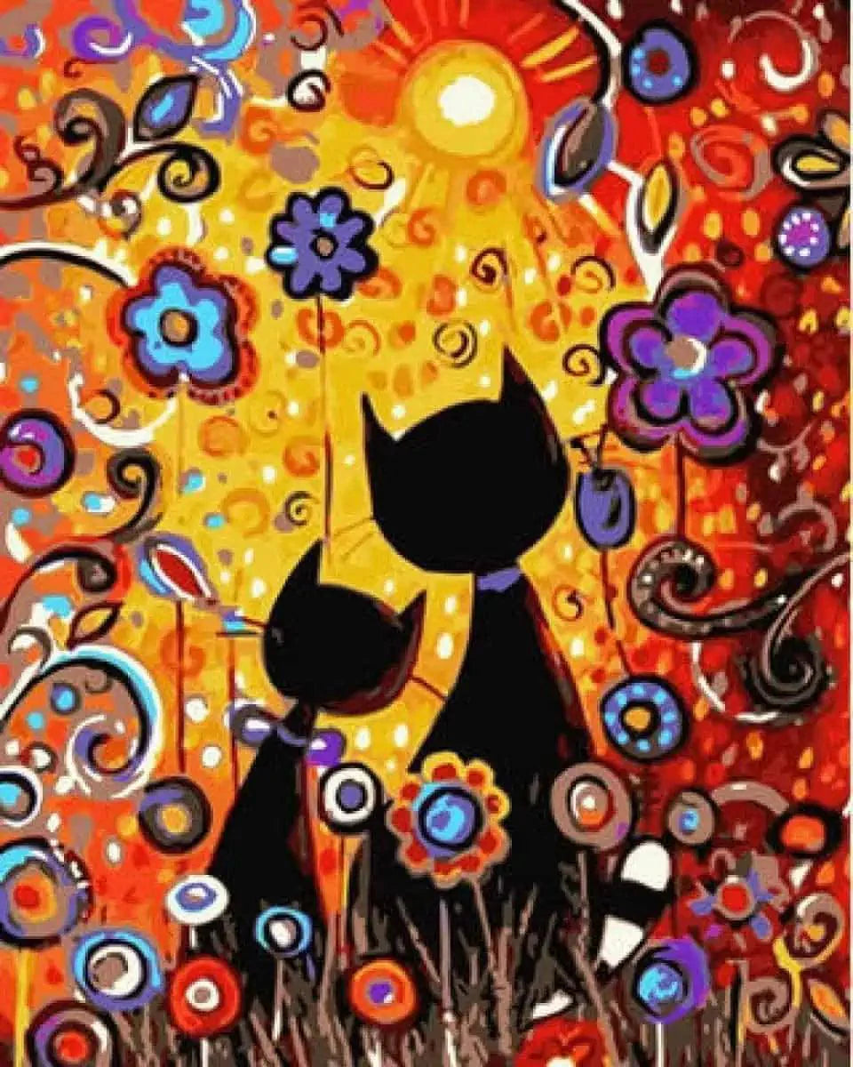 Diamond Painting - Chats avec des fleurs - SEOS®