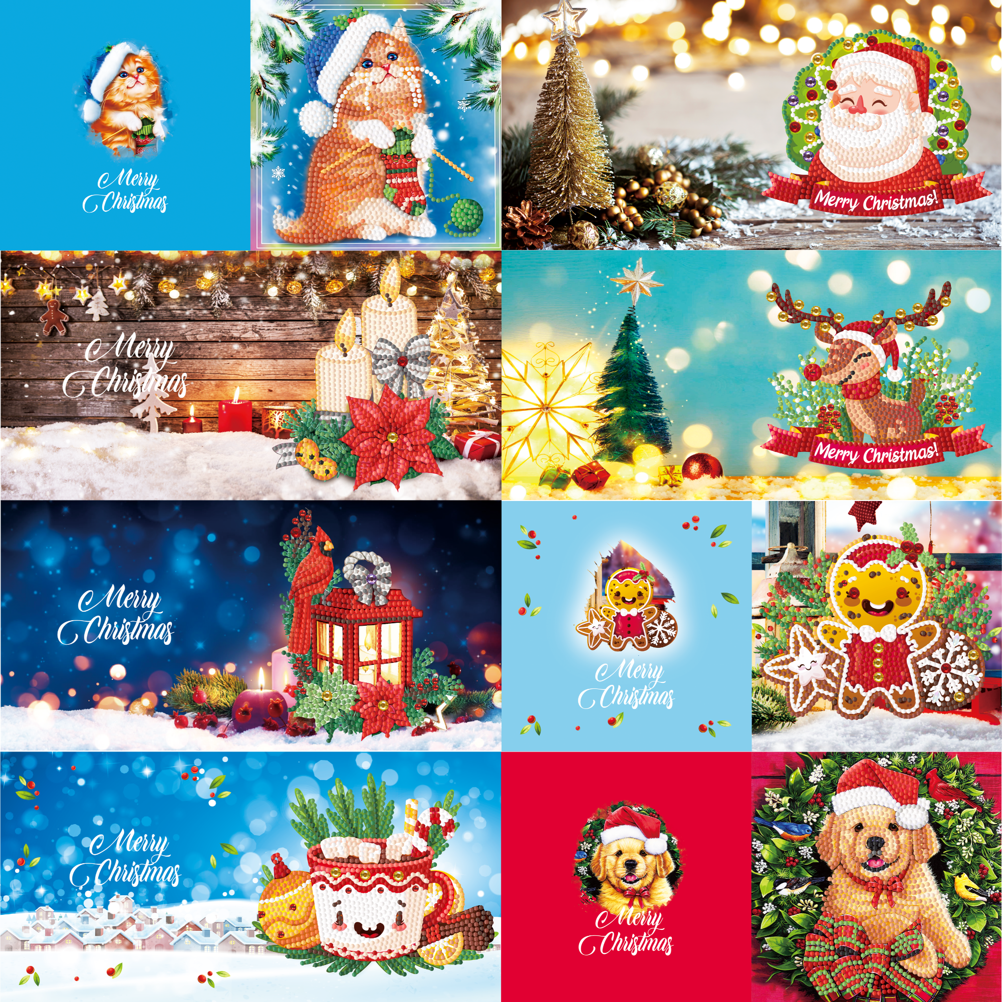 Diamond painting cartes de Noël - set de 12 - y compris des enveloppes
