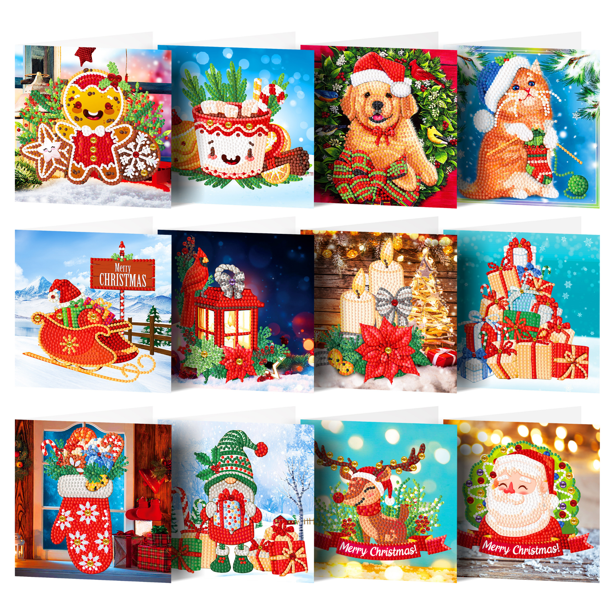 Diamond painting cartes de Noël - set de 12 - y compris des enveloppes