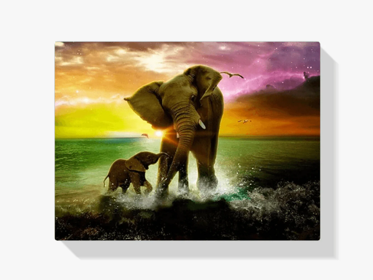 Diamond Painting Éléphant avec veau - SEOS Shop®