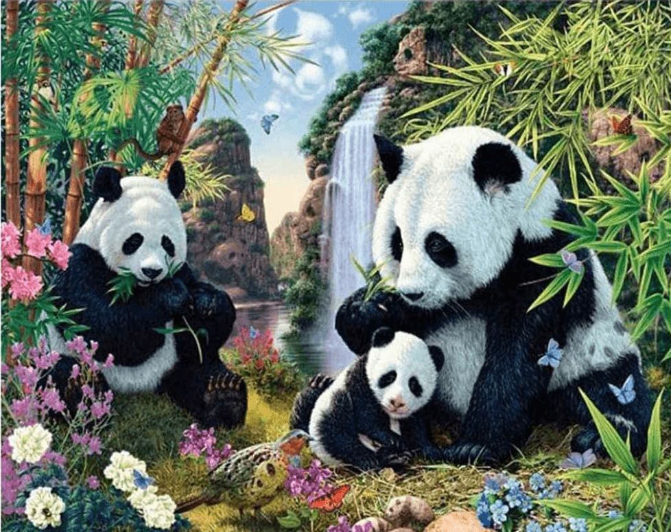 Diamond Painting Les pandas mangent du bambou - SEOS Shop ®