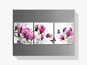 Diamond Painting Fleurs roses avec papillon triptyque - SEOS Shop ®