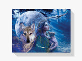 Diamond Painting Femme avec Loup et Hibou - SEOS Shop®