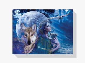 Diamond Painting Femme avec Loup et Hibou - SEOS Shop®
