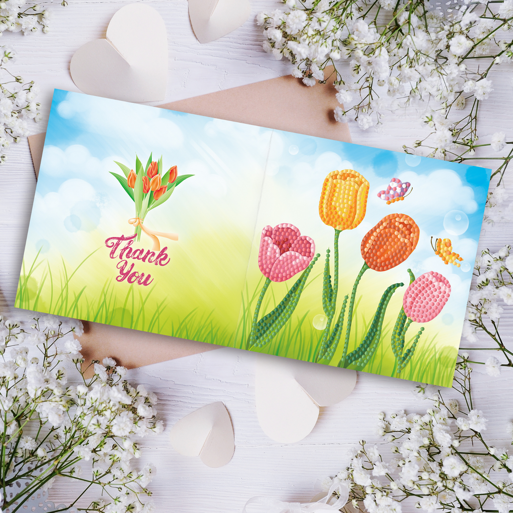 Carte de vœux diamond painting - ensemble de 8 - y compris les enveloppes