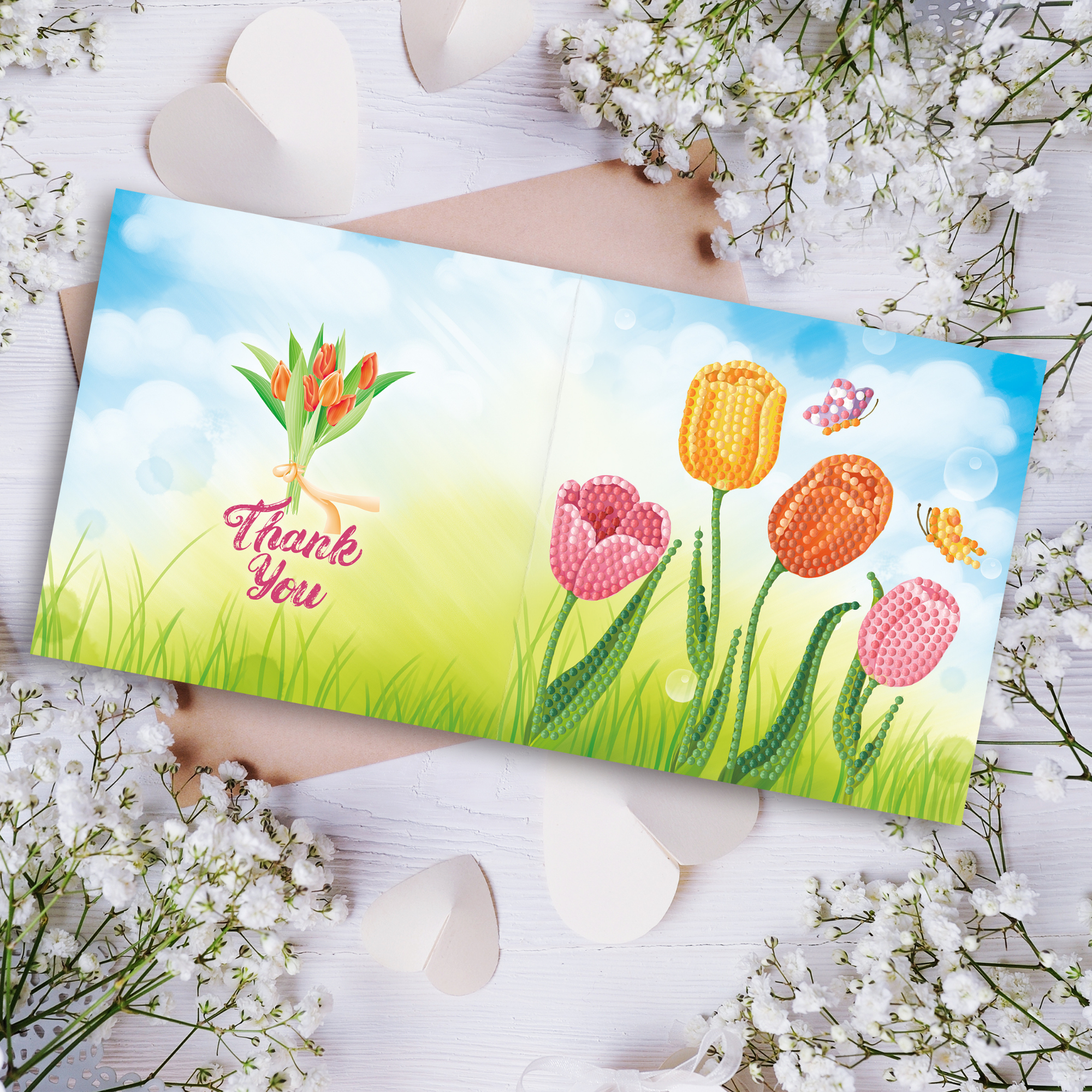 Carte de vœux diamond painting - ensemble de 8 - y compris les enveloppes