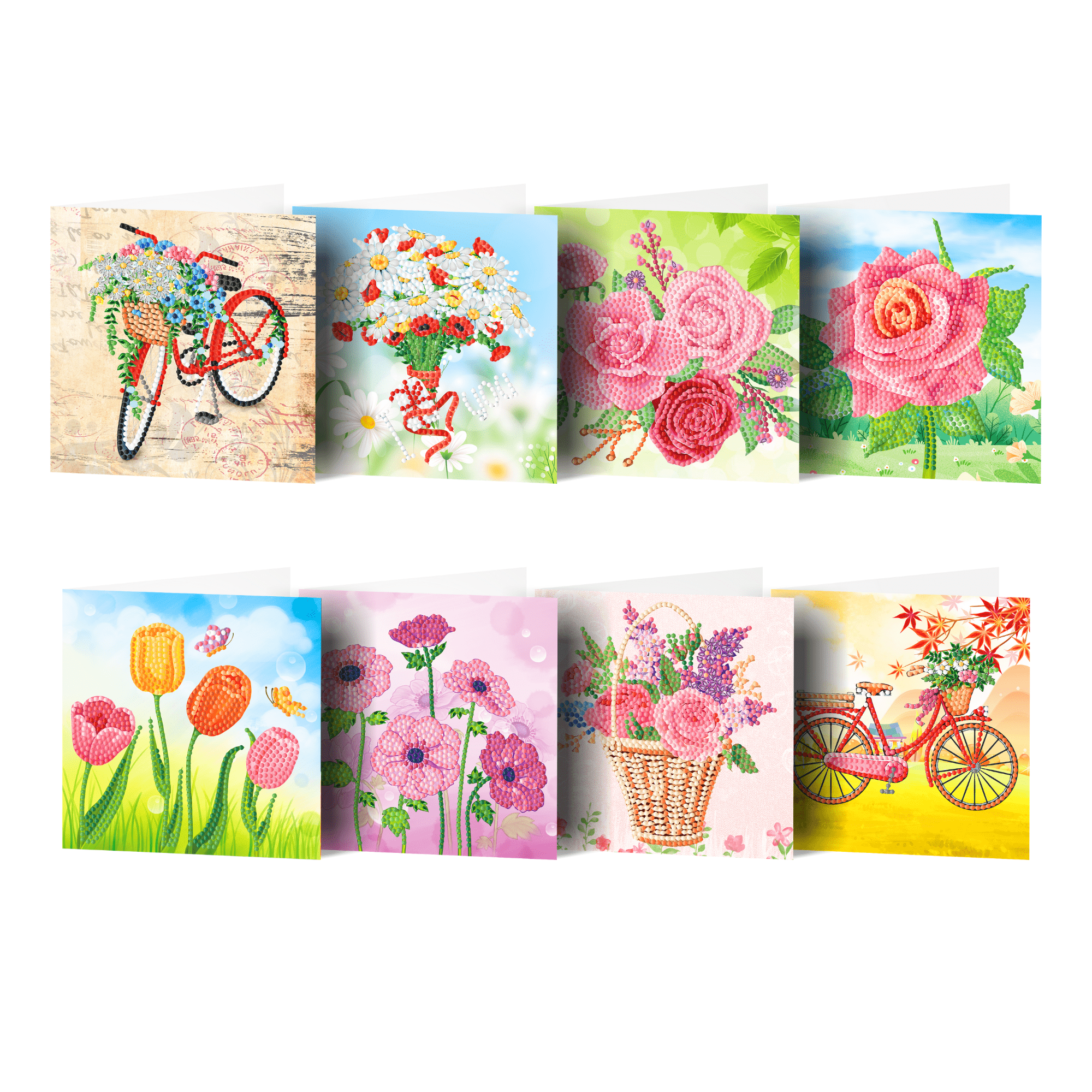 Carte de vœux diamond painting - ensemble de 8 - y compris les enveloppes