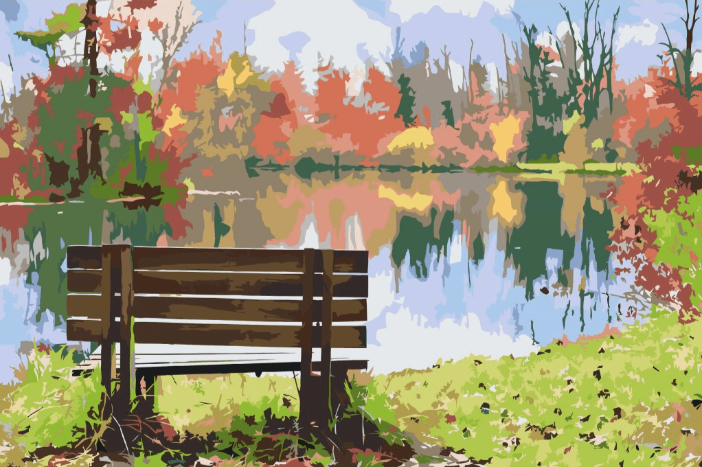 Diamond Painting - Banc près de l'étang - SEOS Shop ®