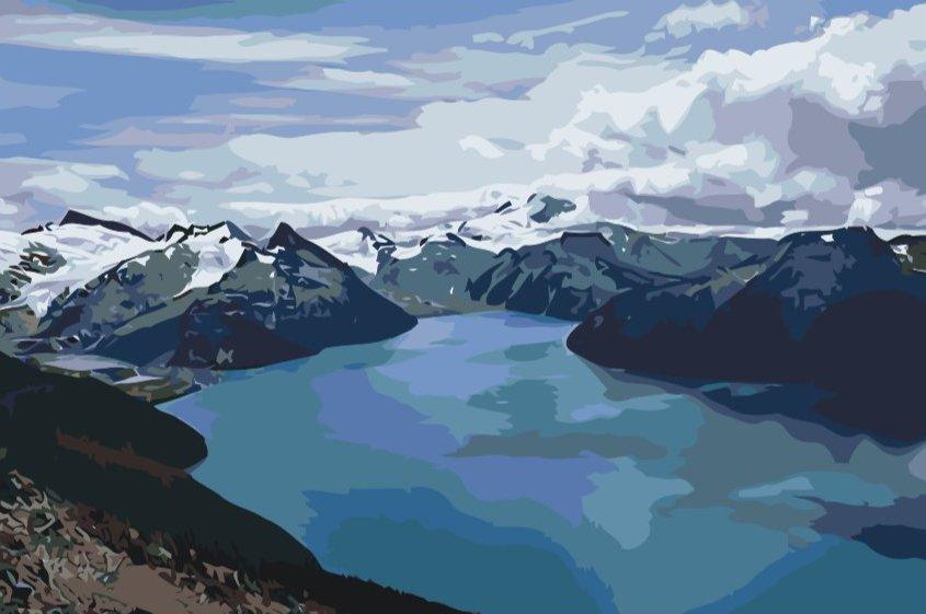 Diamond Painting - Montagnes enneigées au bord du lac - SEOS Shop ®