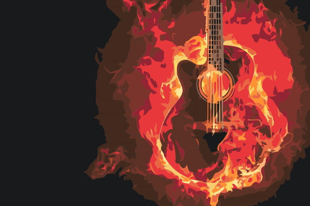 Diamond Painting - Guitare en feu - SEOS Shop ®