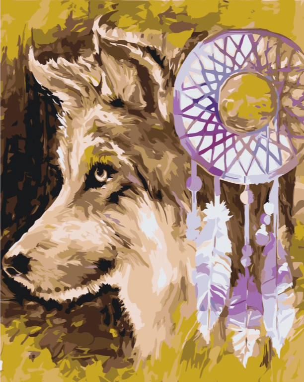 Diamond Painting - Le loup et le attrape-rêves - SEOS®