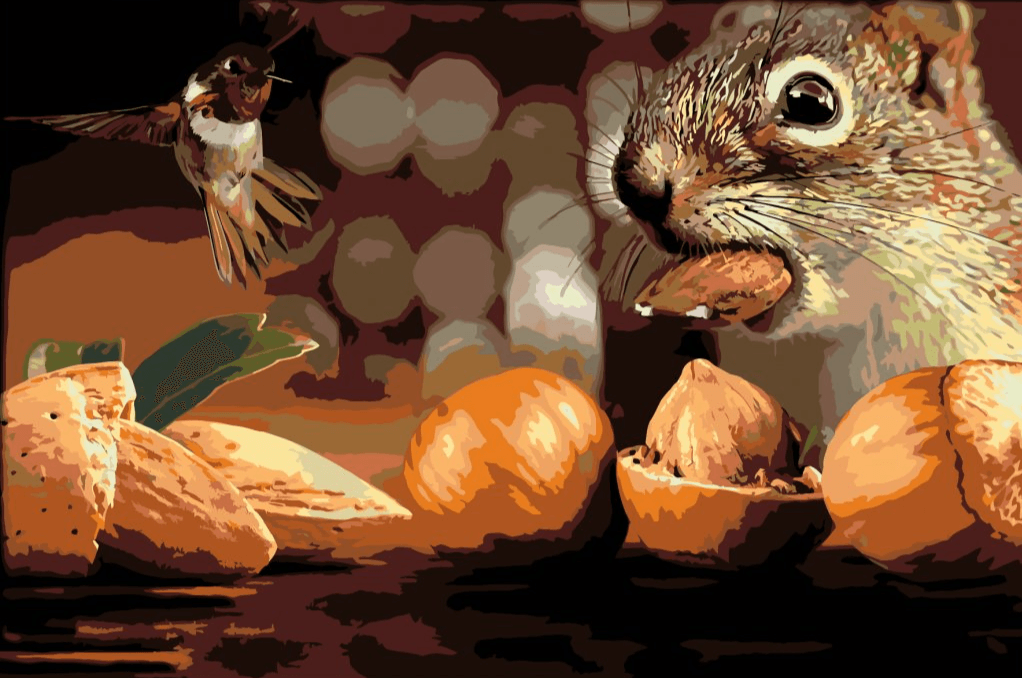 Diamond Painting - Écureuil et oiseau - SEOS®