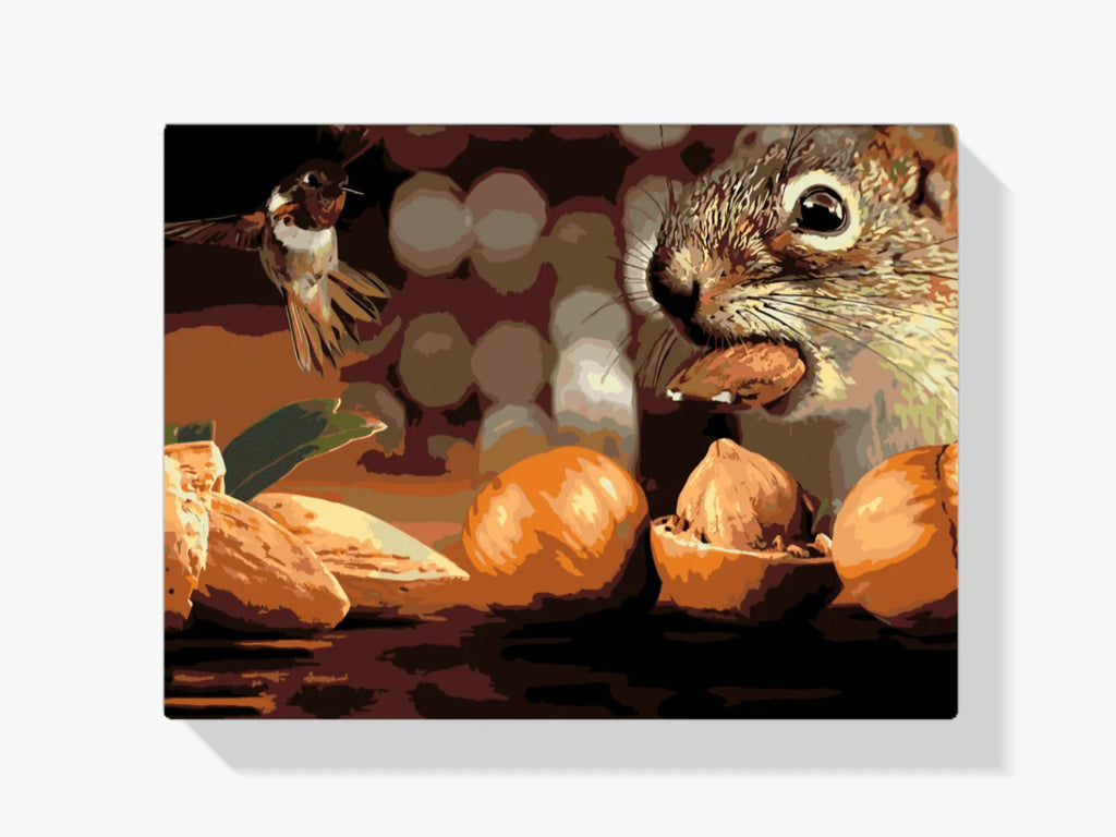 Diamond Painting - Écureuil et oiseau - SEOS®