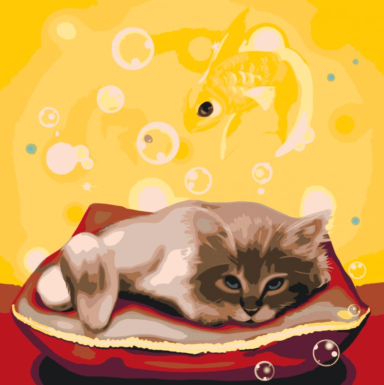 Diamond Painting - Un chat qui rêve d'un poisson - SEOS®