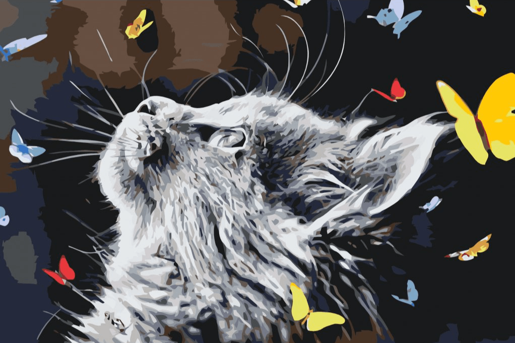 Diamond Painting - Un chat entre les papillons - SEOS®