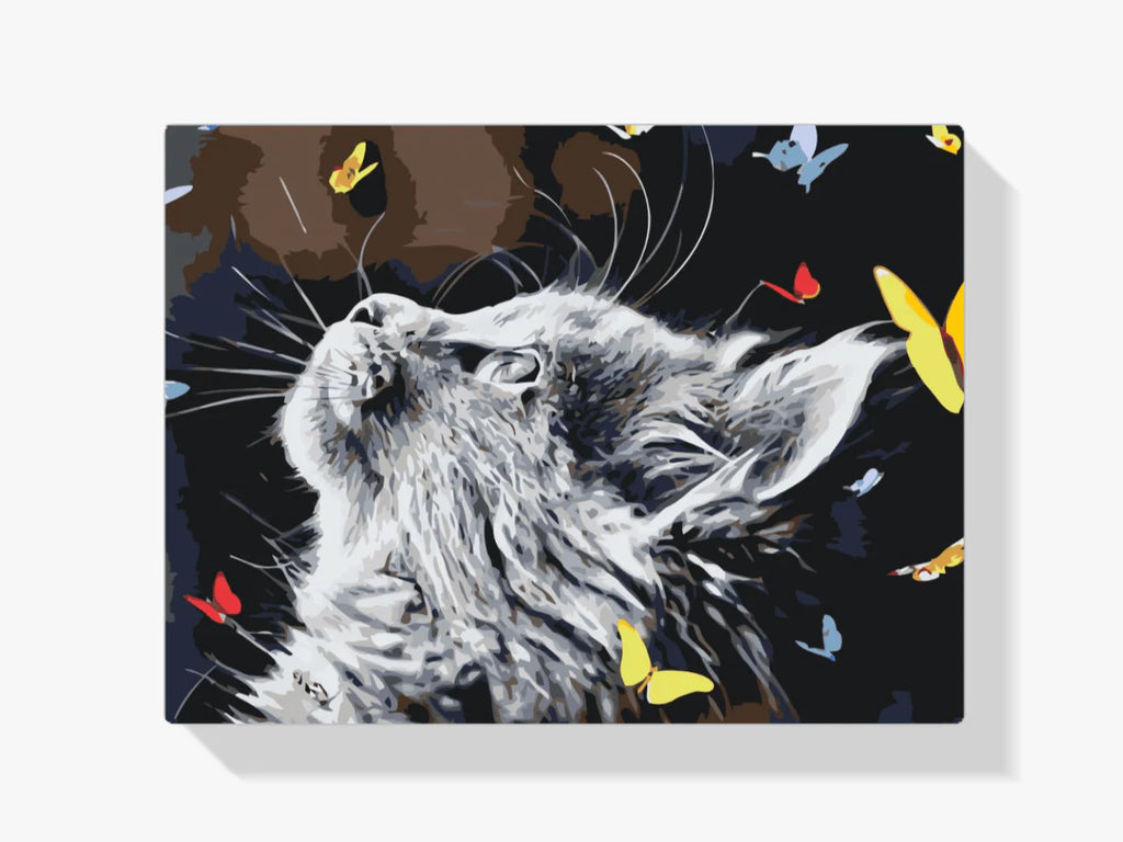 Diamond Painting - Un chat entre les papillons - SEOS®