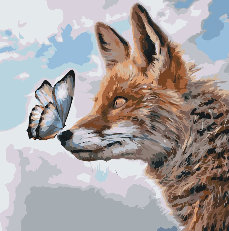 Diamond Painting - Un renard avec un papillon sur son museau - SEOS®