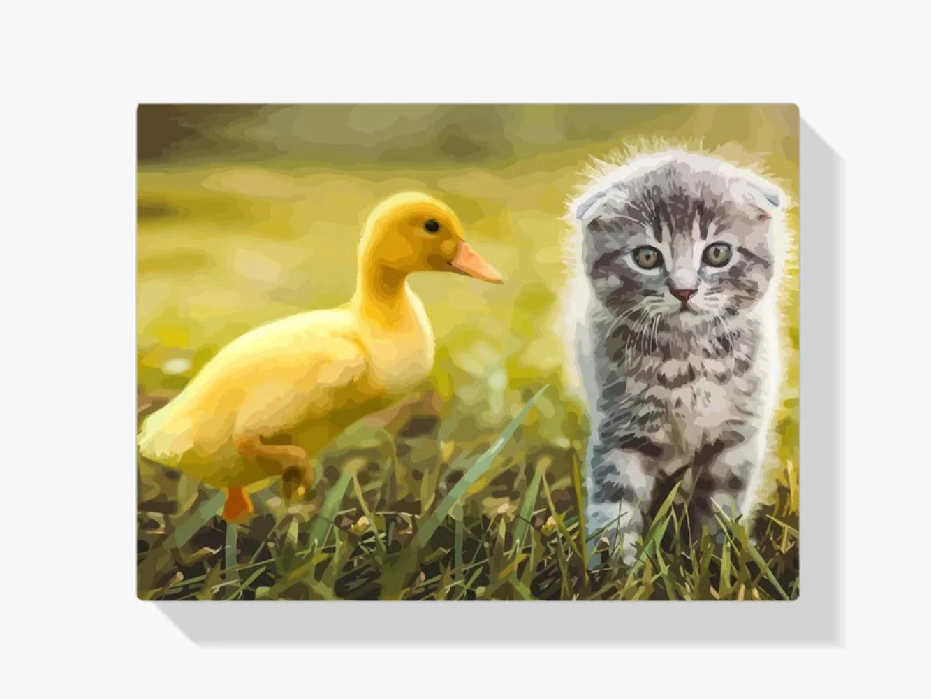 Diamond Painting - Canard joue avec le chat - SEOS®