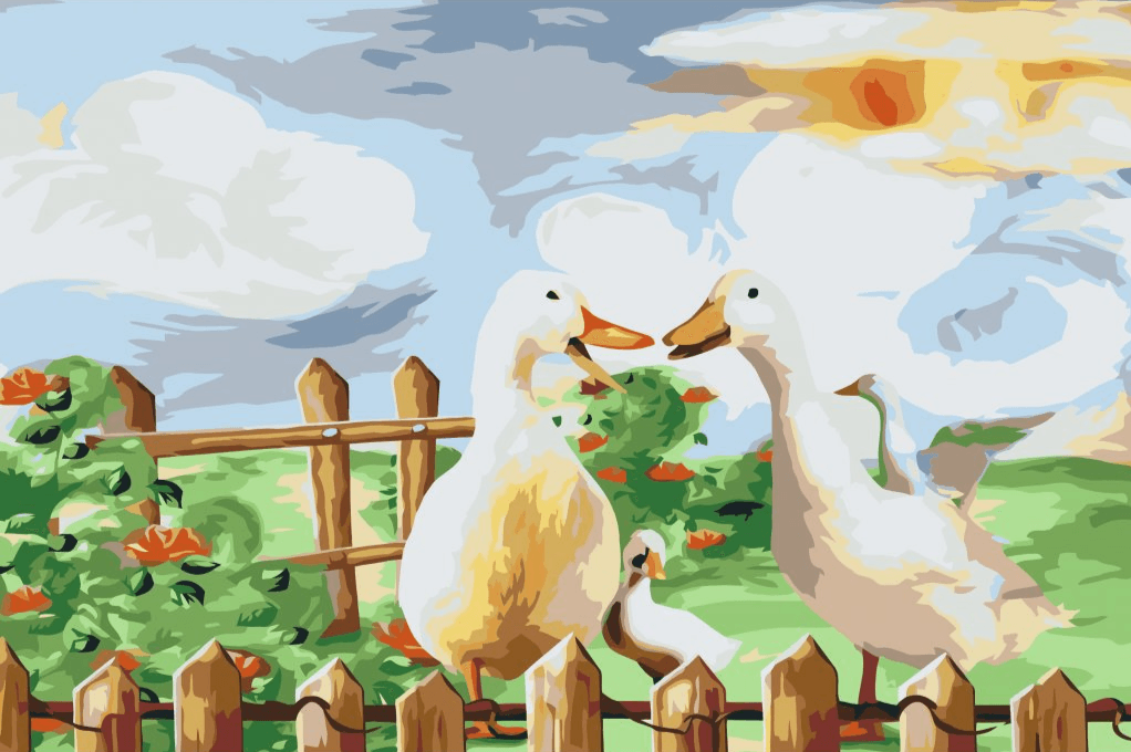 Diamond Painting - Famille de canards dans le jardin - SEOS®