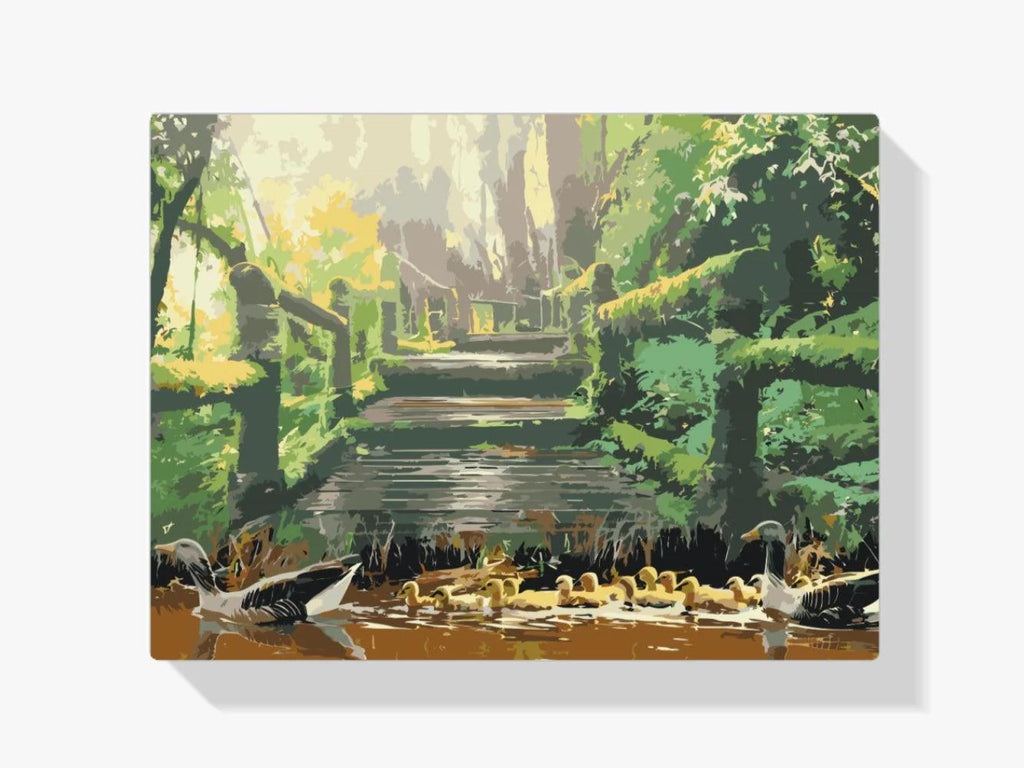 Diamond Painting - Famille de canards dans le parc - SEOS®