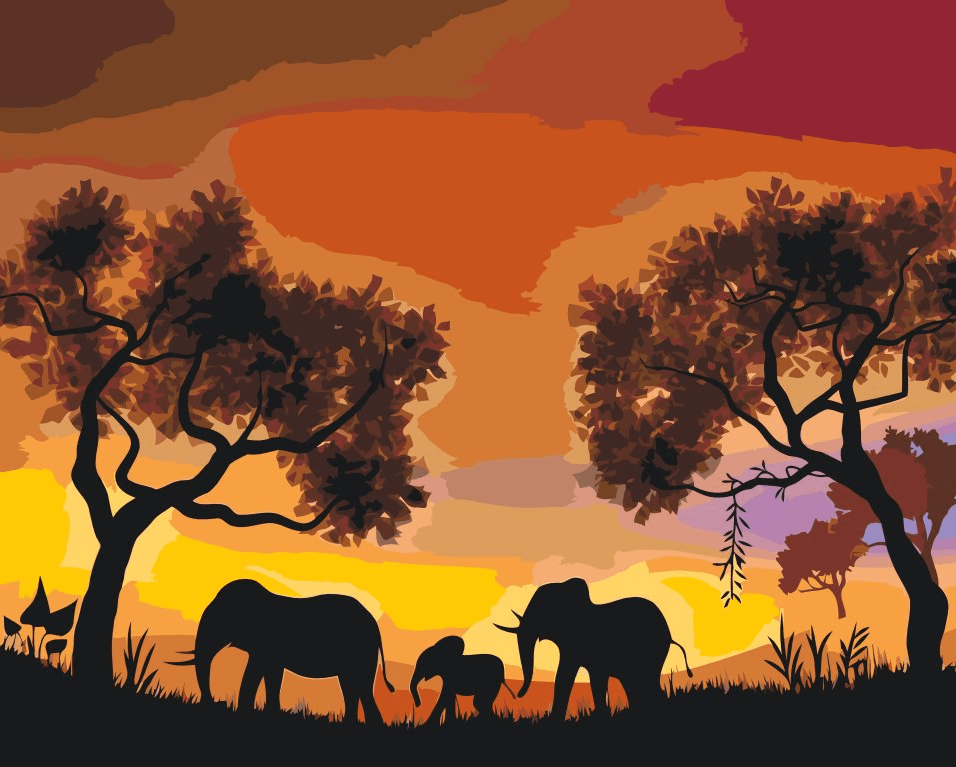 Diamond Painting - Famille d'éléphants - SEOS®