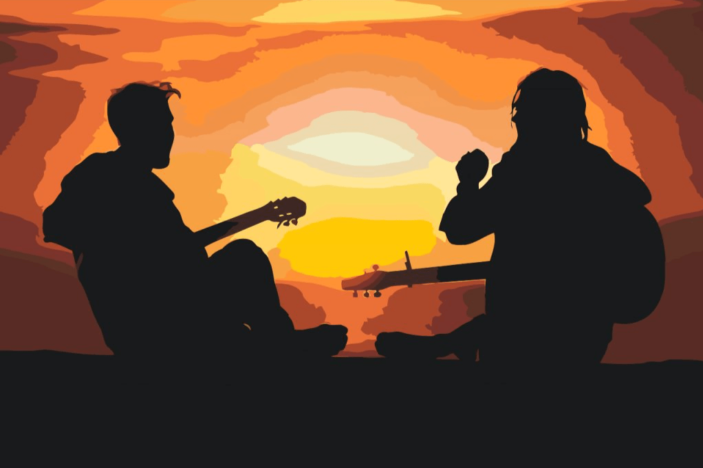 Diamond Painting - Guitaristes au coucher de soleil - SEOS Shop ®