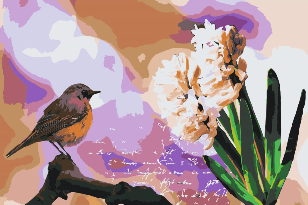 Diamond Painting - Jacinthe et oiseau - SEOS®