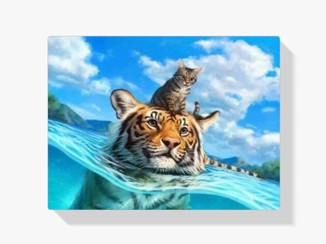 Diamond Painting - Chat et tigre dans la mer - SEOS®