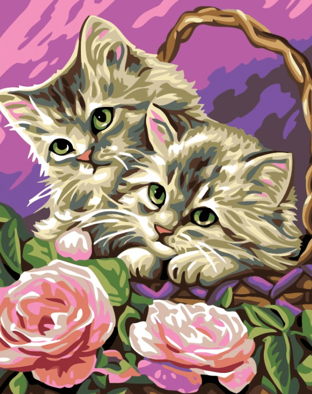 Diamond Painting - Kittens dans le panier - SEOS®