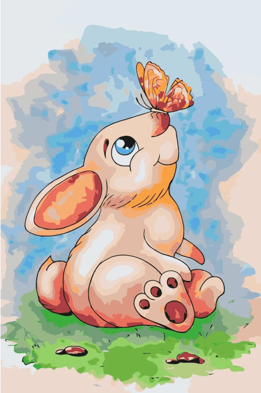 Diamond Painting - Lapin avec un papillon sur son nez - SEOS®