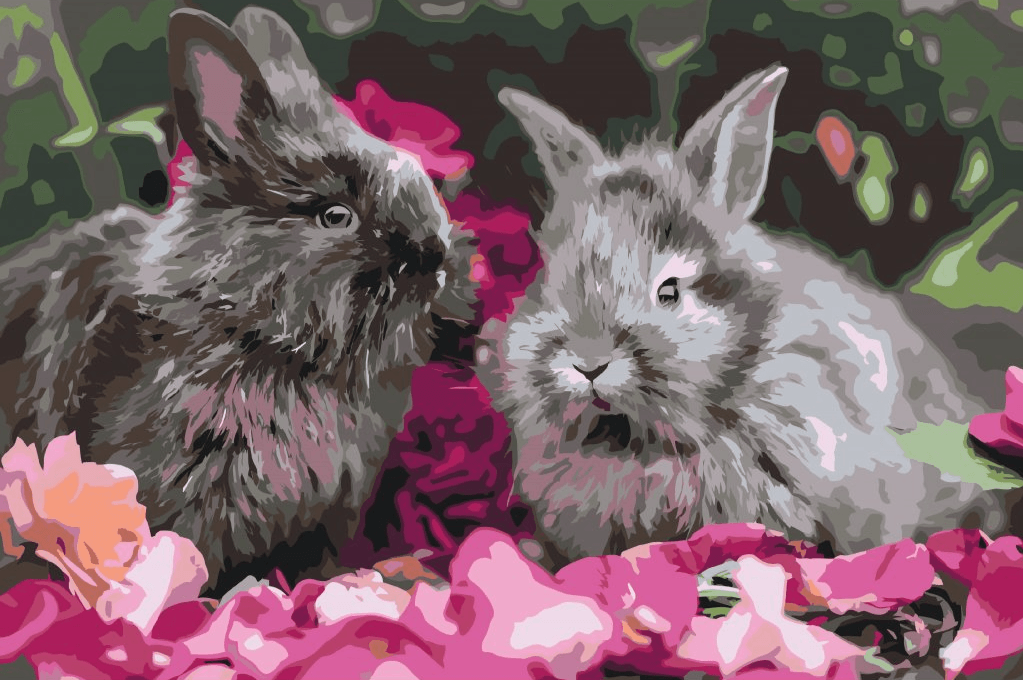 Diamond Painting - Lapins entre les fleurs - SEOS®