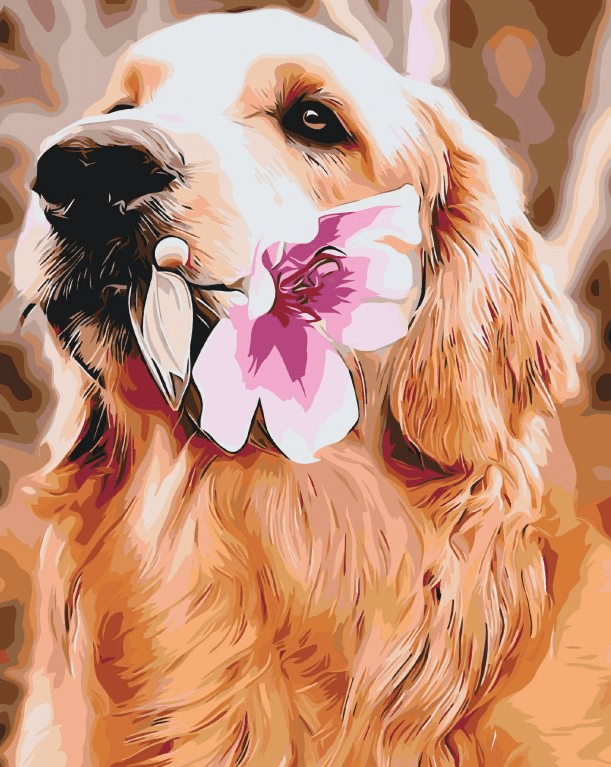 Diamond Painting - Labrador avec fleur - SEOS®