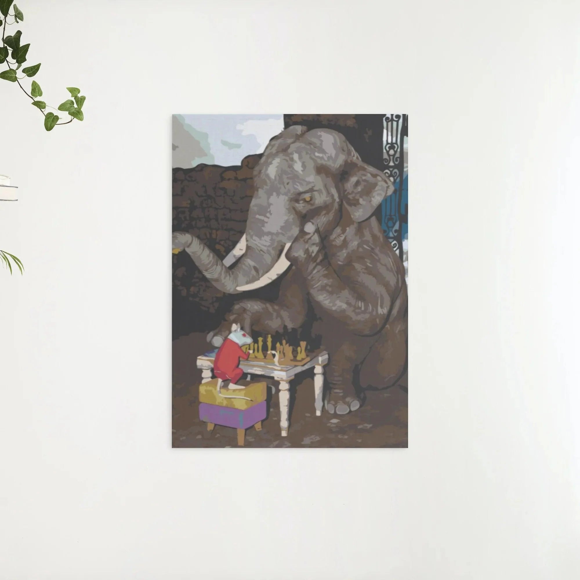 Diamond Painting - Élèphant et souris jouent aux échecs - SEOS®