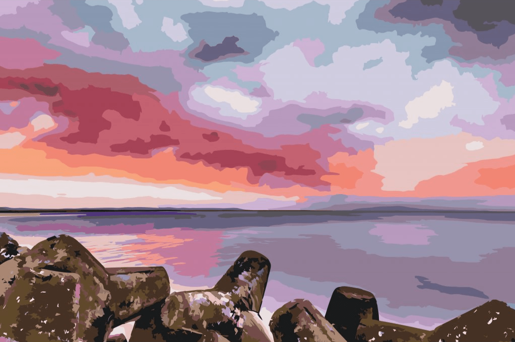 Diamond Painting - Coucher de soleil rouge sur la mer - SEOS Shop ®